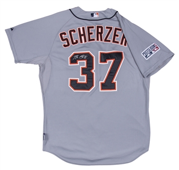 2014 Max Scherzer Post Season Game Used & Signed Detroit Tigers Road Jersey Photo Matched To Game 1 Of 2014 ALDS On October 2, 2014 (Scherzer LOA & Resolution Photomatching)
